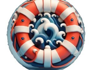 Cartoon Waves Life Buoy Spare Tire Cover