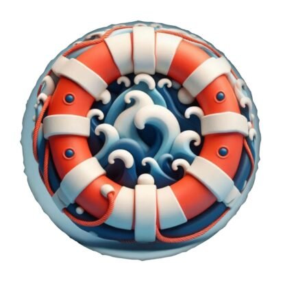 Cartoon Waves Life Buoy Spare Tire Cover
