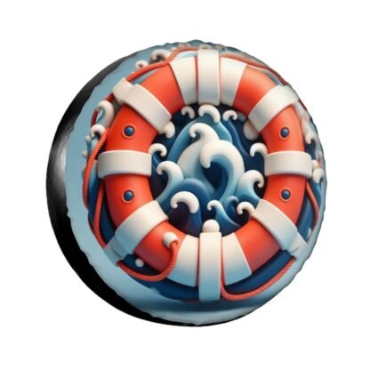 Cartoon Waves Life Buoy Spare Tire Cover - Image 2