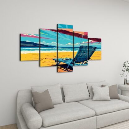5 Panels Canvas Prints Wall Art Beach Pop Art 2 - Image 3