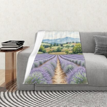 Lavender Fields 1 320 GSM Thick Flannel Throw Blanket 60"x50" - Image 3