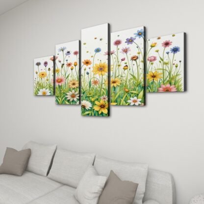 5 Panels Canvas Prints Wall Art Flowers 3d - Image 4
