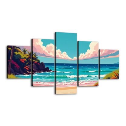5 Panels Canvas Prints Wall Art Beach Pop Art 9