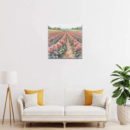 Rose Fields Frame Canvas Print 16x16 inch - Image 7