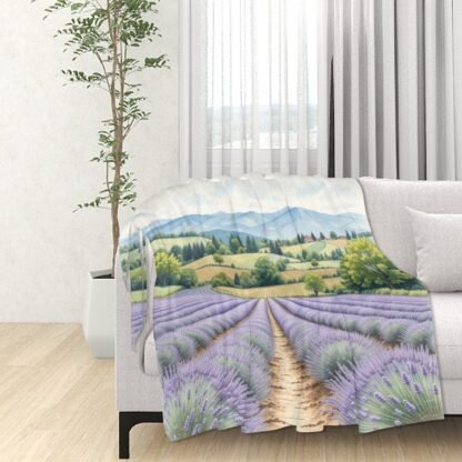 Lavender Fields 1 320 GSM Thick Flannel Throw Blanket 60"x50" - Image 2