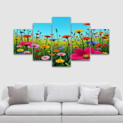 5 Panels Canvas Prints Wall Art Flowers 10a - Image 2