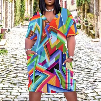 Geo4 Loose Dress With Pockets - Image 3