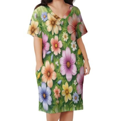Flowers4 Loose Dress With Pockets - Image 3