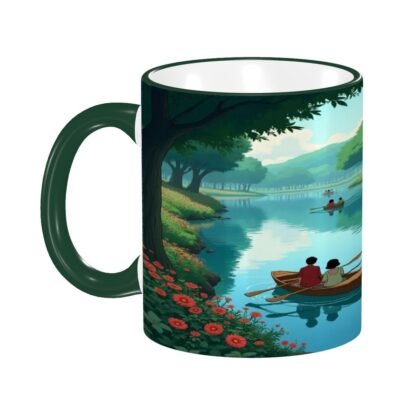 Rowboats On Lake1 Colored Ceramic Coffee Mug - Image 2