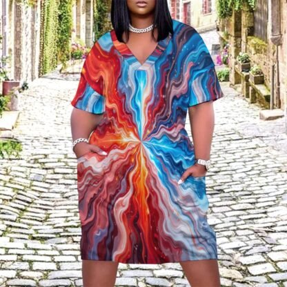 Abstract4 Loose Dress With Pockets - Image 4