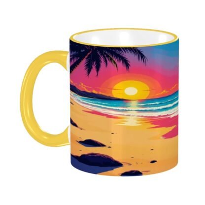 Beach Pop Art 5 Colored Ceramic Coffee Mug - Image 9