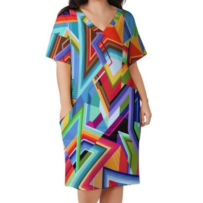 Geo4 Loose Dress With Pockets - Image 4