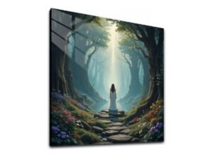 LoneWalkingOnPath 2 Square Acrylic Wall Art Print