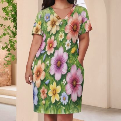 Flowers4 Loose Dress With Pockets - Image 2