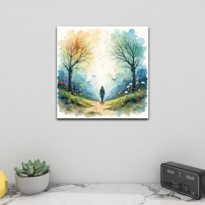 Lone Walking On Path 1 Square Acrylic Wall Art Print - Image 2