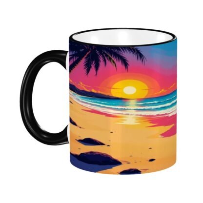 Beach Pop Art 5 Colored Ceramic Coffee Mug - Image 4