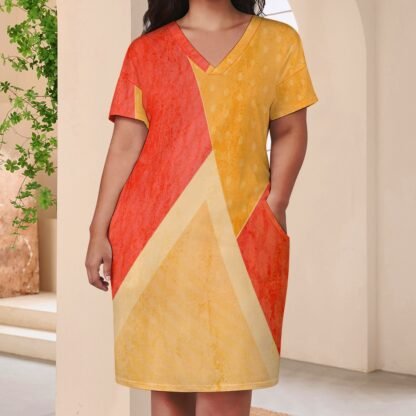 Geo1 Loose Dress With Pockets - Image 2