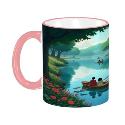Rowboats On Lake1 Colored Ceramic Coffee Mug - Image 8