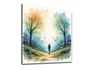 Lone Walking On Path 1 Square Acrylic Wall Art Print