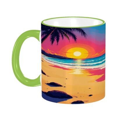 Beach Pop Art 5 Colored Ceramic Coffee Mug - Image 5