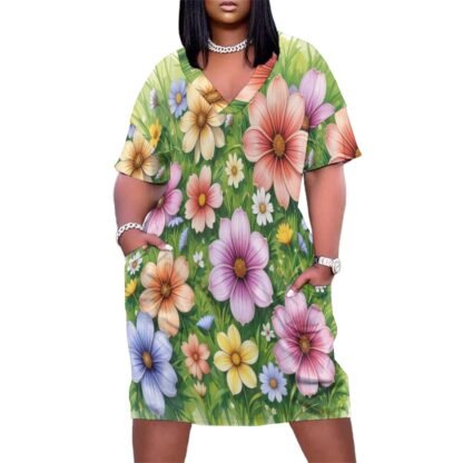 Flowers4 Loose Dress With Pockets - Image 5