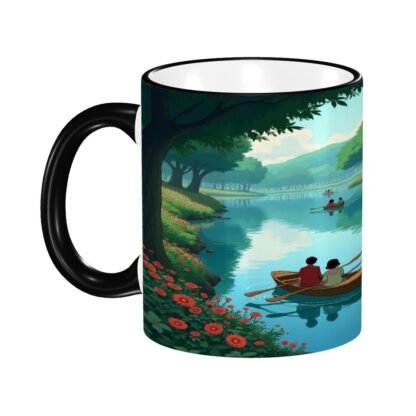 Rowboats On Lake1 Colored Ceramic Coffee Mug - Image 4