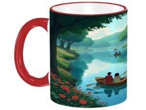 Rowboats On Lake1 Colored Ceramic Coffee Mug