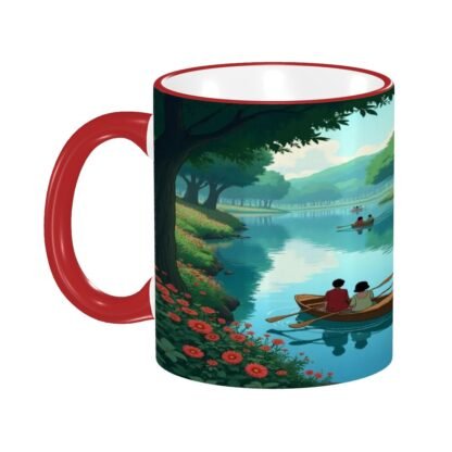 Rowboats On Lake1 Colored Ceramic Coffee Mug