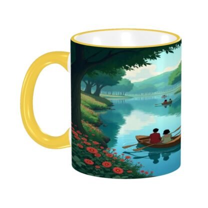 Rowboats On Lake1 Colored Ceramic Coffee Mug - Image 9
