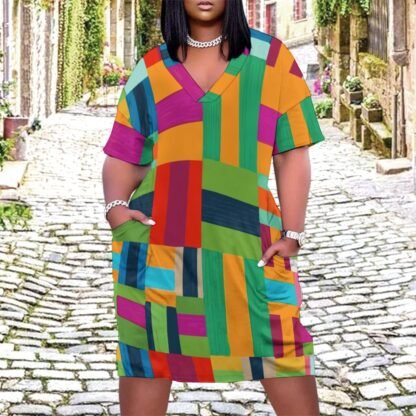 Geo3 Loose Dress With Pockets - Image 2