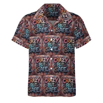Crazy But Safe Men`s Cuban Collar Shirt - Image 4