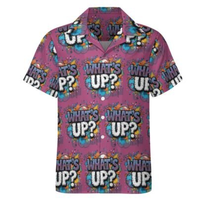 What`s Up? Men`s Cuban Collar Shirt - Image 4