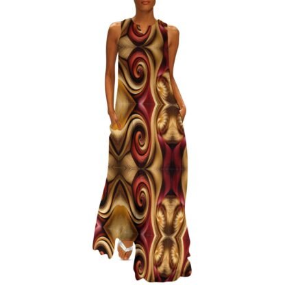 "Gold and Red Swirls" Long Dress - Image 6