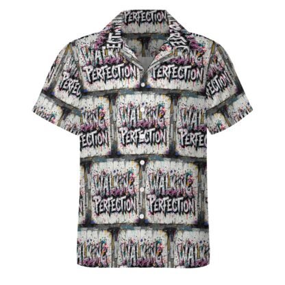 "Walking Perfection" Men`s Cuban Collar Shirt - Image 4