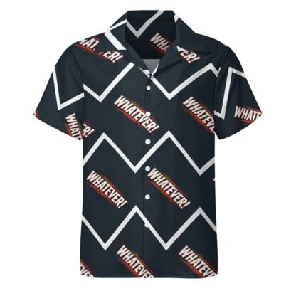 "Whatever!" Men`s Cuban Collar Shirt - Image 4