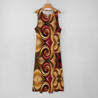 "Gold and Red Swirls" Long Dress - Image 4