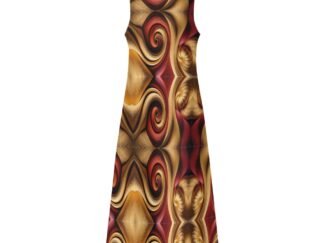 "Gold and Red Swirls" Long Dress