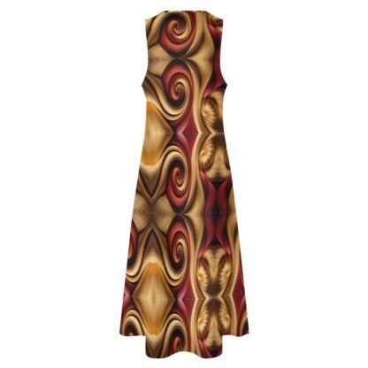 "Gold and Red Swirls" Long Dress