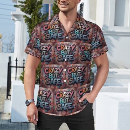 Crazy But Safe Men`s Cuban Collar Shirt - Image 2