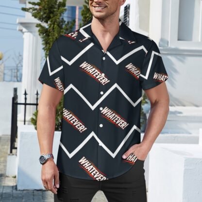 "Whatever!" Men`s Cuban Collar Shirt - Image 2