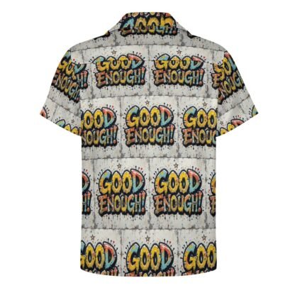 "Good Enough!" Men`s Cuban Collar Shirt - Image 3