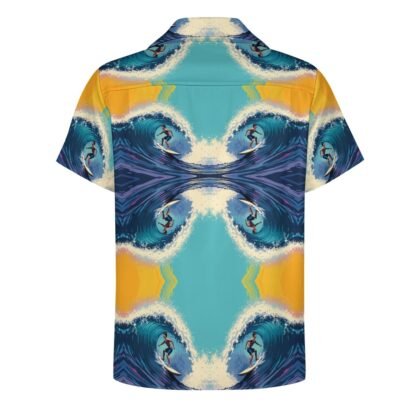 "Surfer" 1 Men`s Cuban Collar Shirt - Image 3