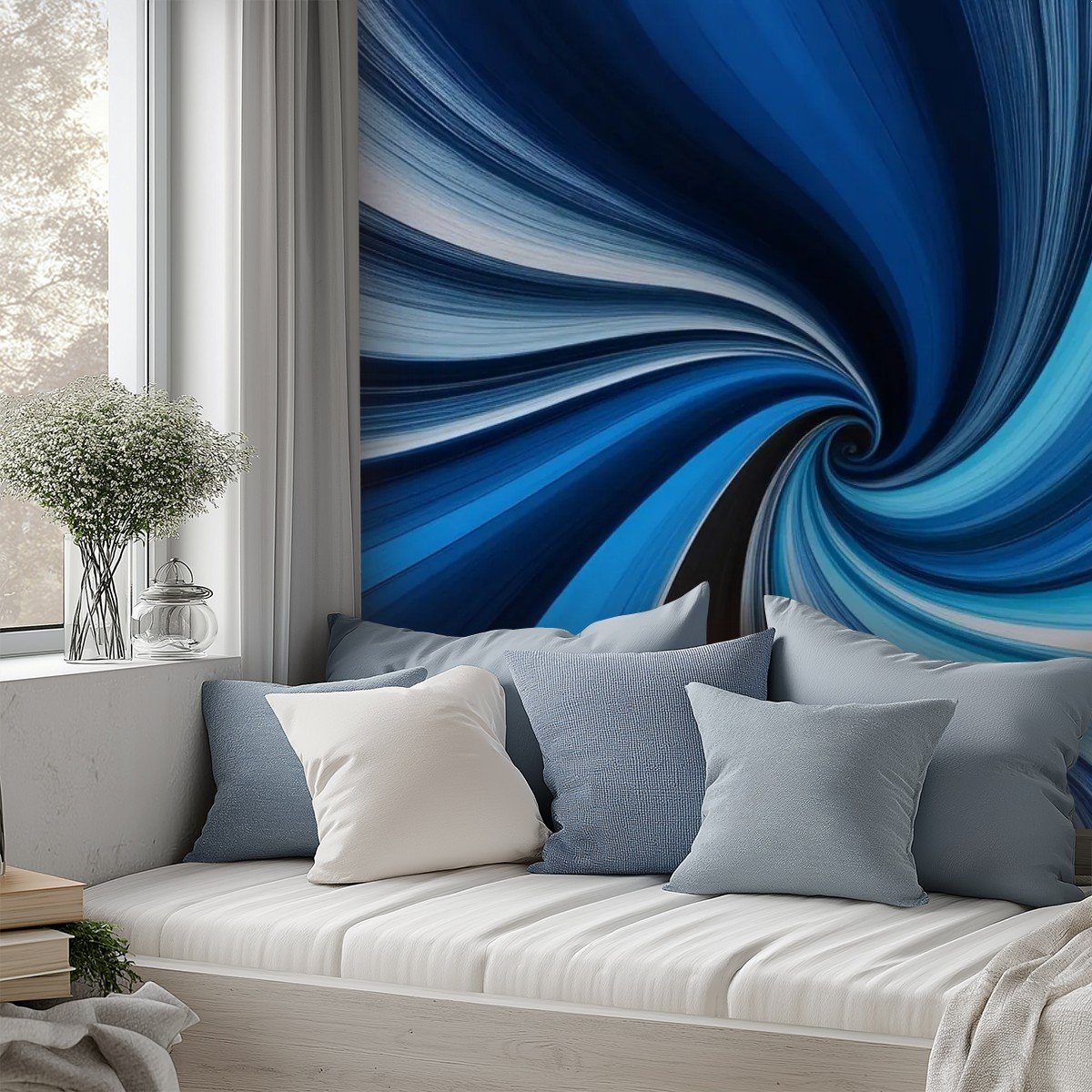 Blue Swirls 1C Peel and Stick Wallpaper - Image 3