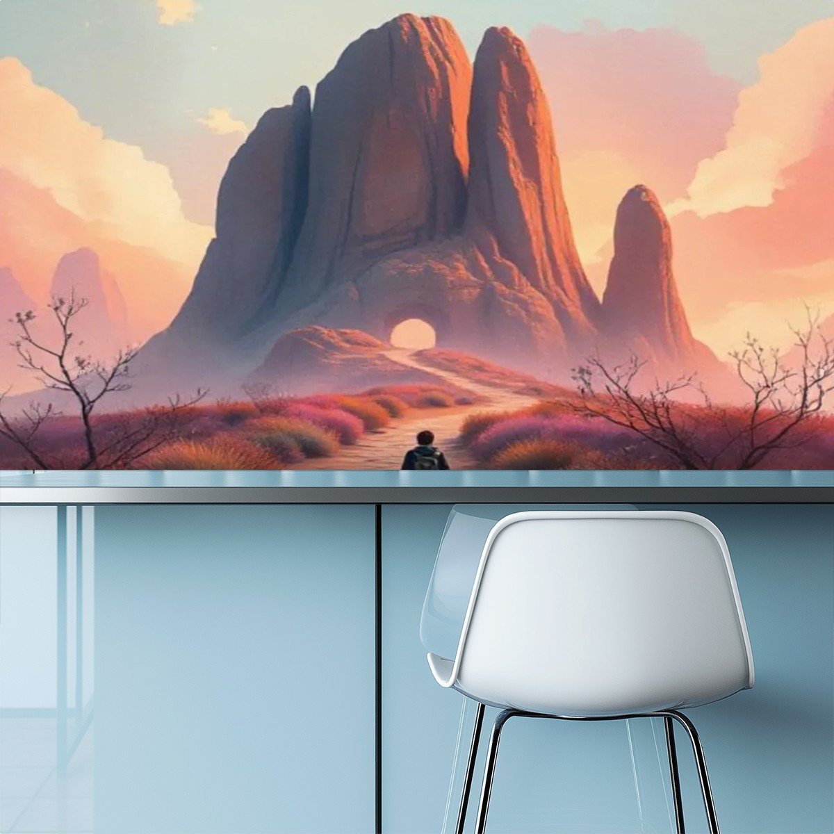 "Lone Walking On Path 8" Mural Wallpaper - Image 4