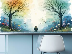 "Lone Walking On Path 1" Mural Removable Wallpaper