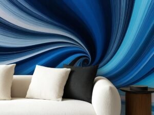 Blue Swirls 1C Peel and Stick Wallpaper - 60"x50"
