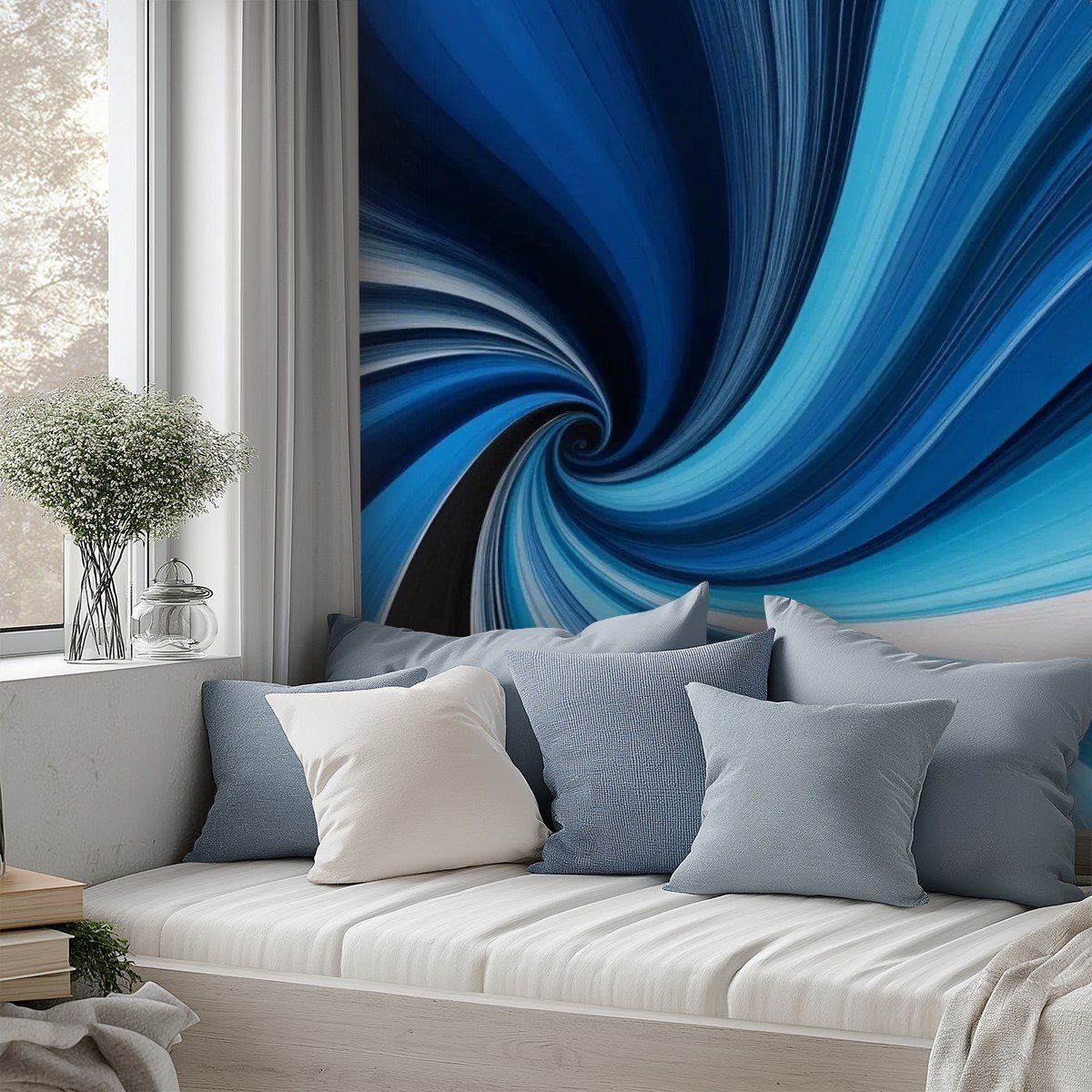 Blue Swirls 1R Peel and Stick Wallpaper - Image 3