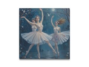 "Ballerinas Under the Moon" Canvas Print 16"x16"