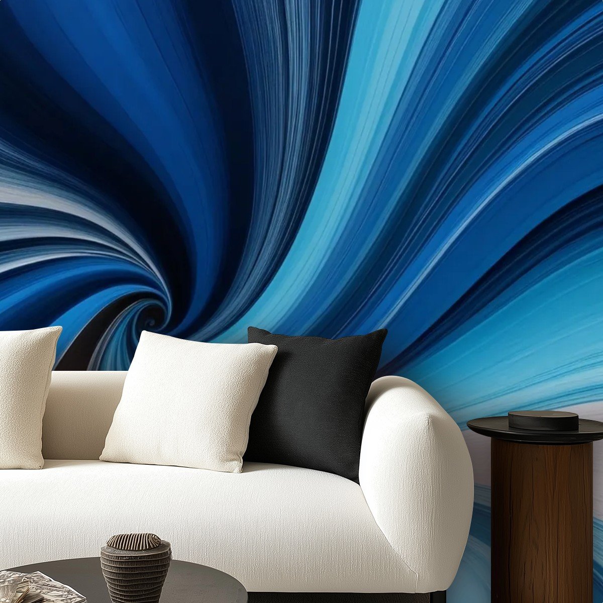 Blue Swirls 1R Peel and Stick Wallpaper